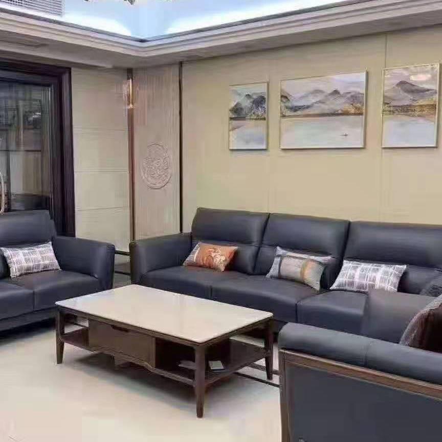 资中三合定制家具厂左右真皮沙发，睿界家居