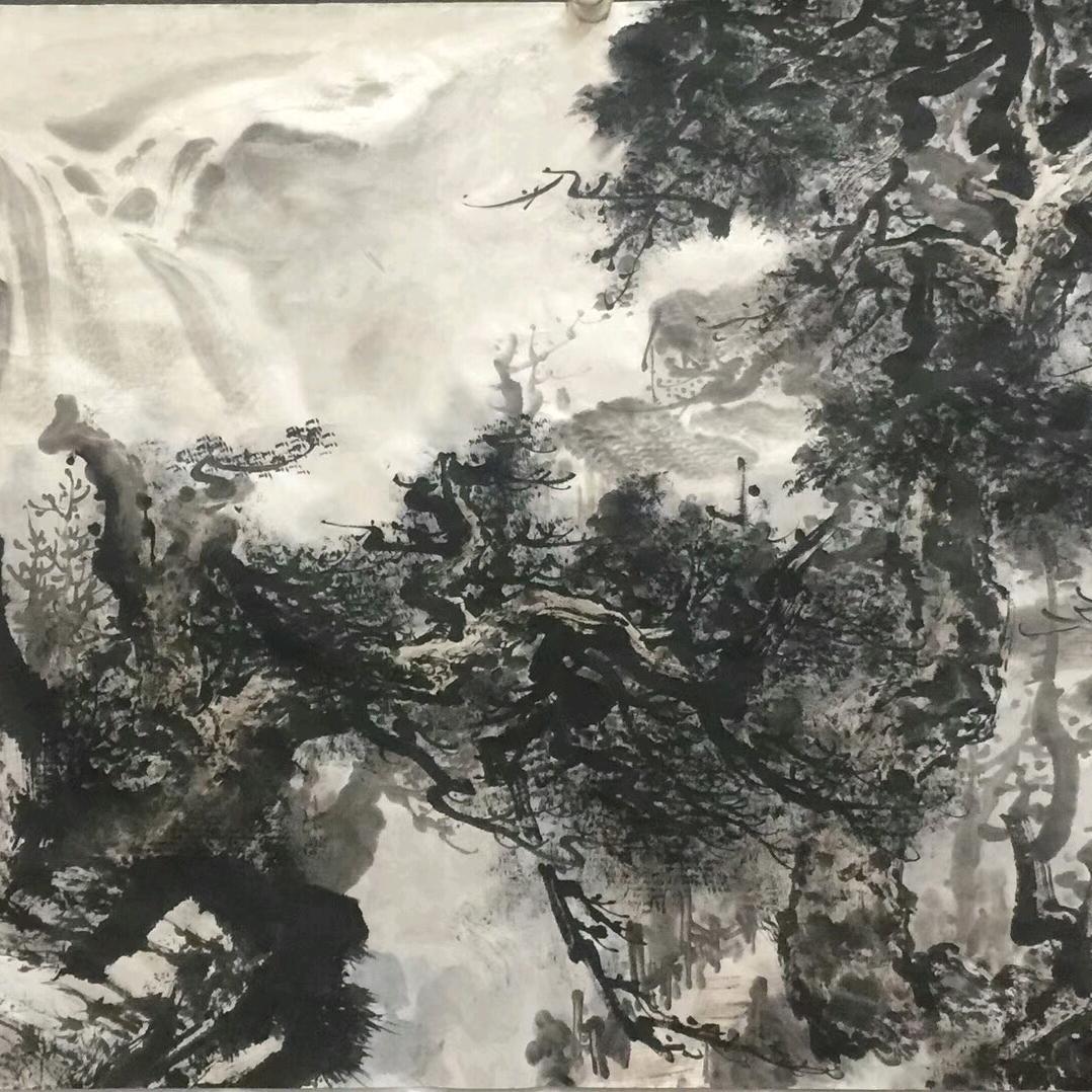 墨深山水画