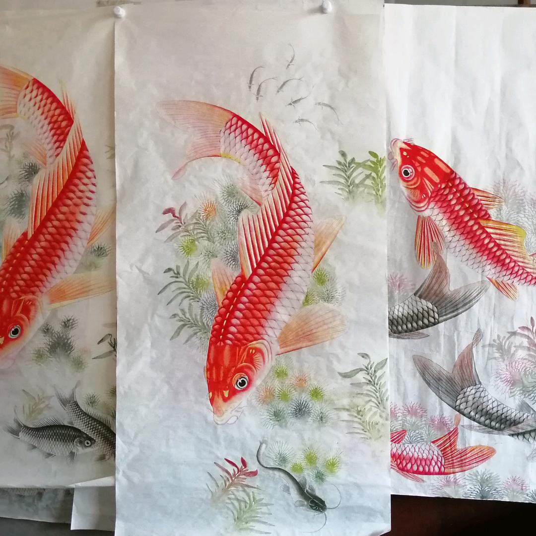 国画工笔鱼刘彬