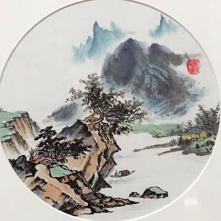 国画青舟庭