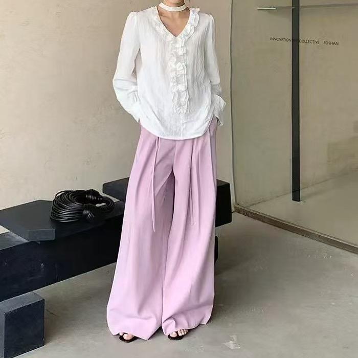 蓝微女裤