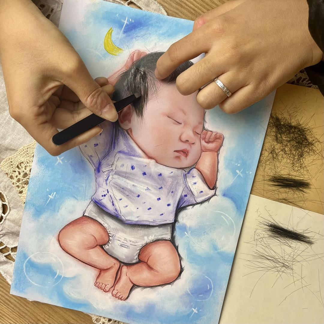 小福豆胎毛画