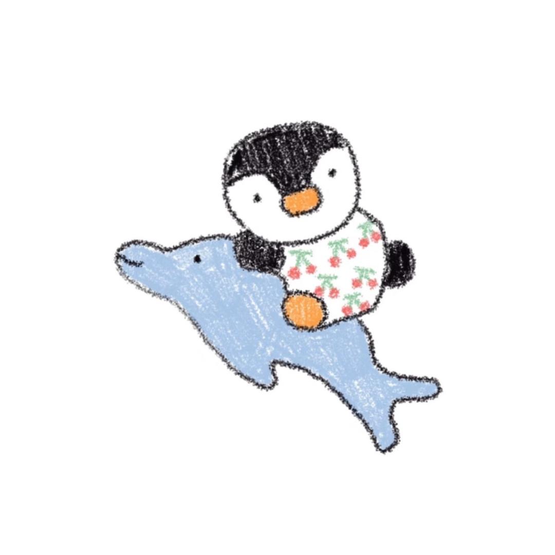 骑着海豚的企鹅