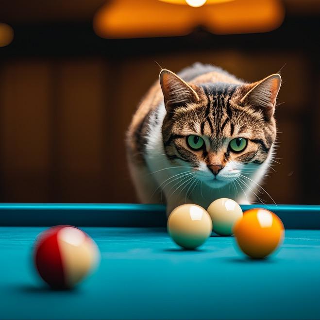 一只打台球的老猫