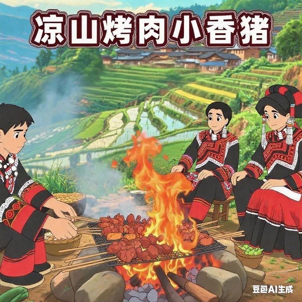 温江凉山正宗烤小香猪-沙孙黑