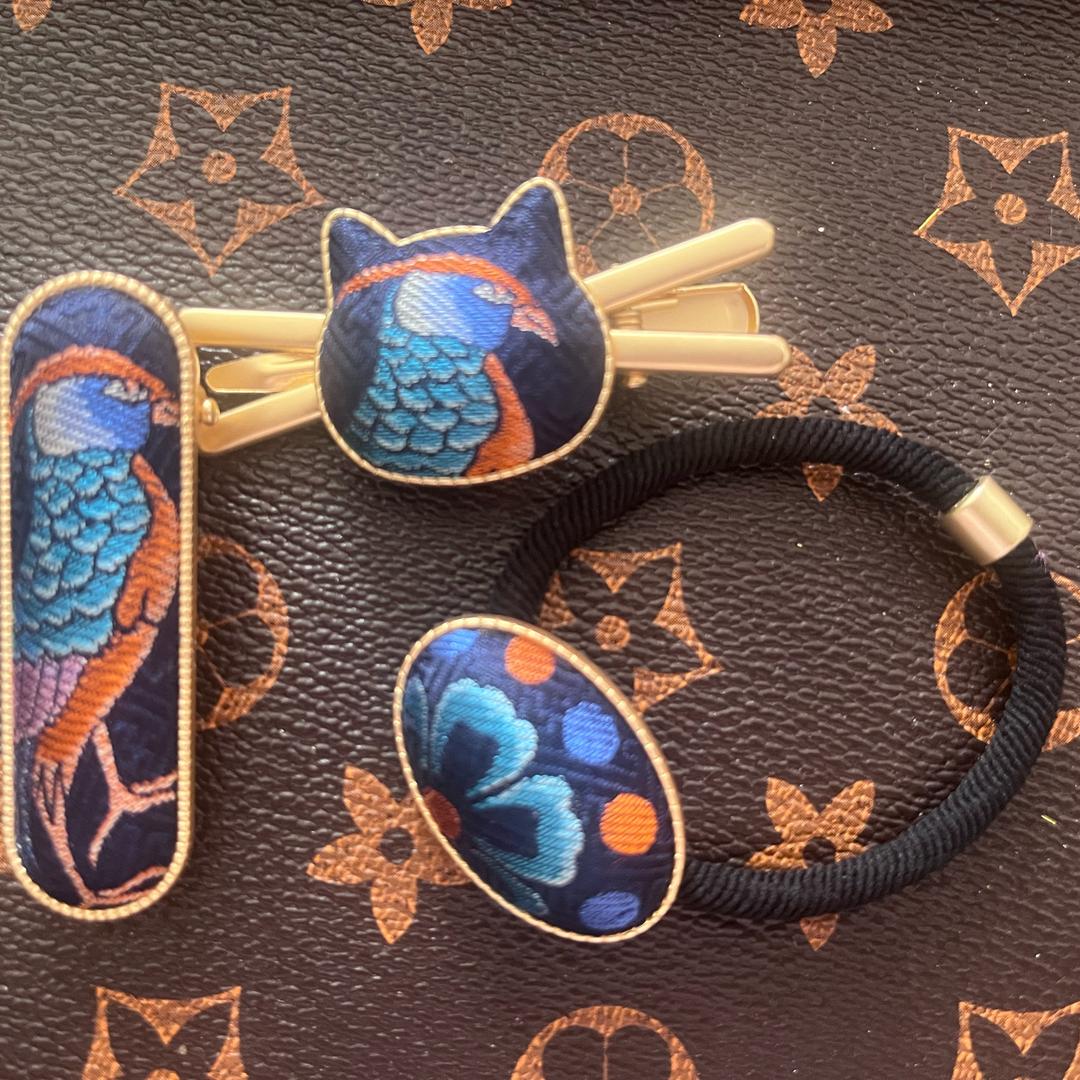 小羽丝绸发夹饰品