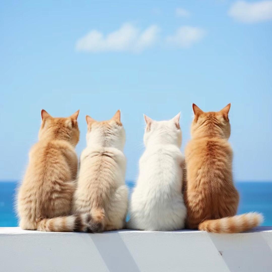 屋顶上伸懒腰的猫