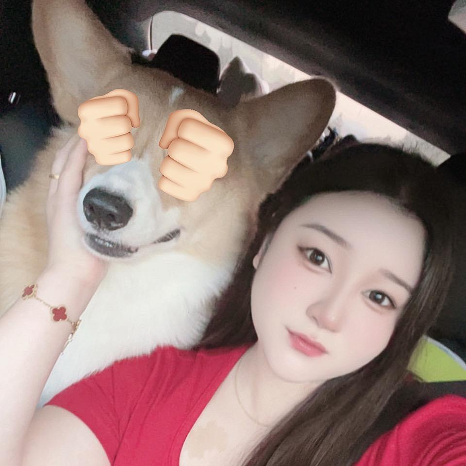 她有一只属于她的修狗