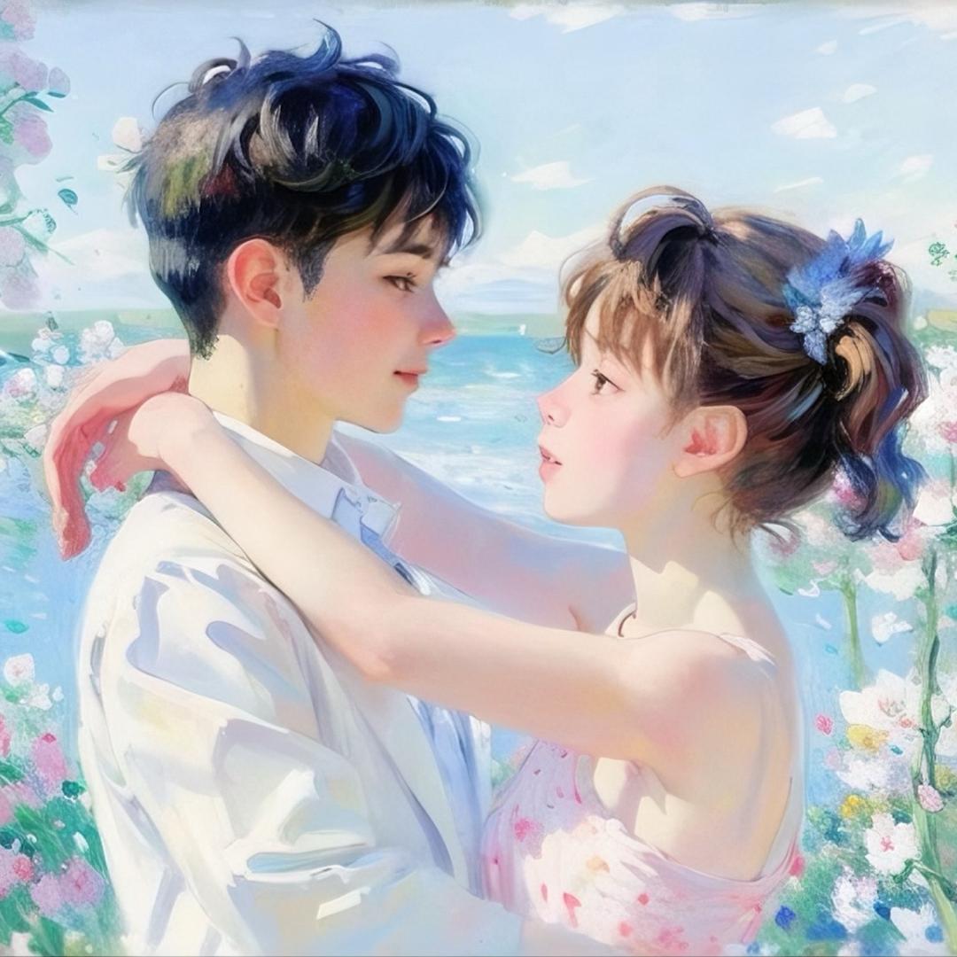 夏天的风吹向蓝色的海