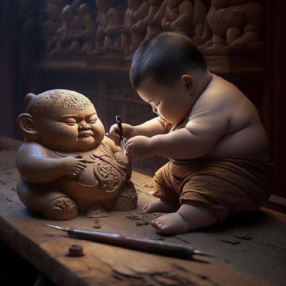 酒伴-（继真木雕）