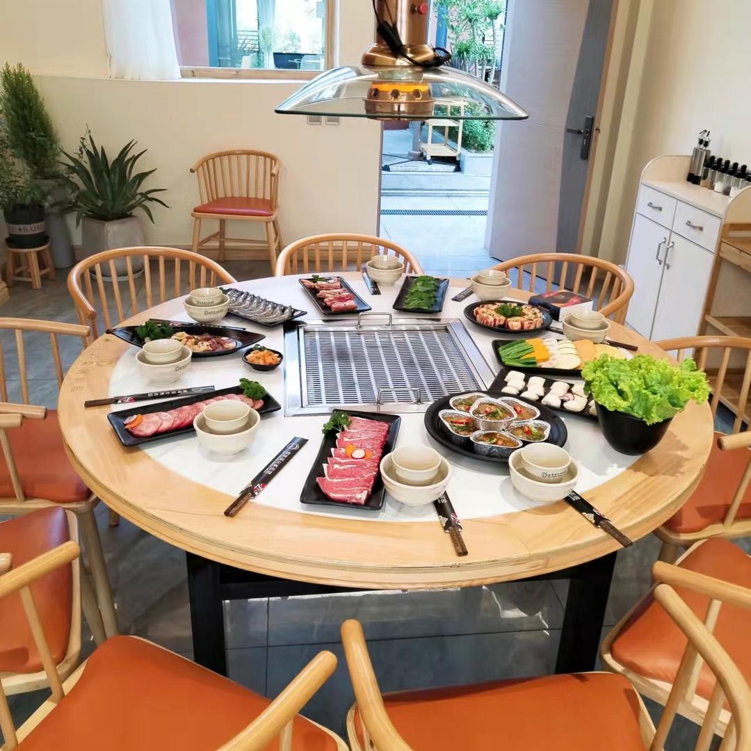 地锅鸡烤肉桌火锅净化餐桌工厂店