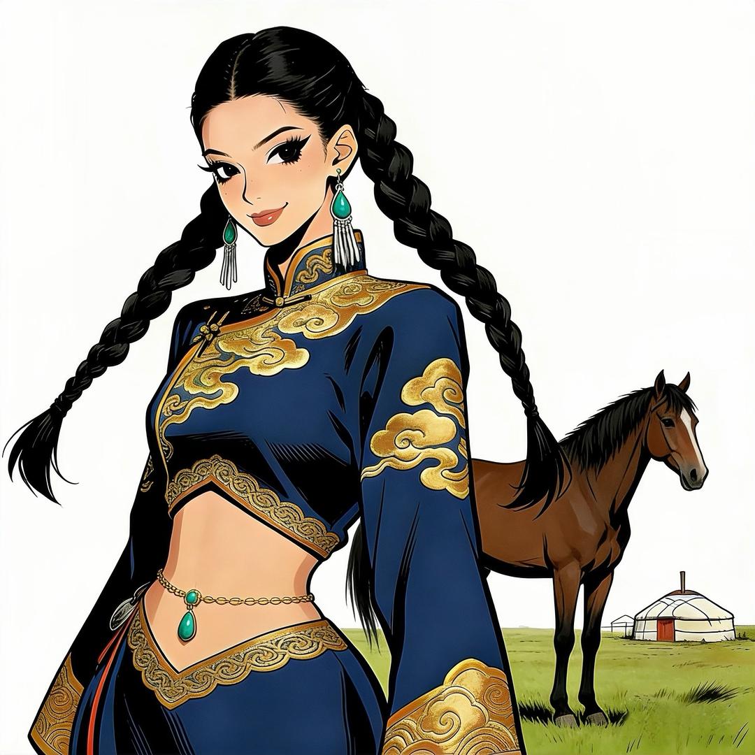 布合瑞蒙古袍穿搭