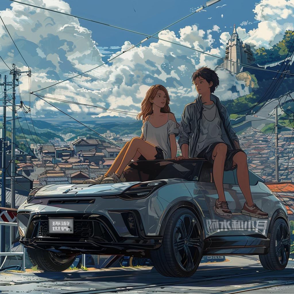 自驾中的阿水和小月