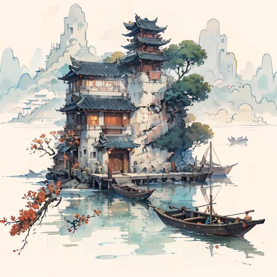 闲庭独坐看落花