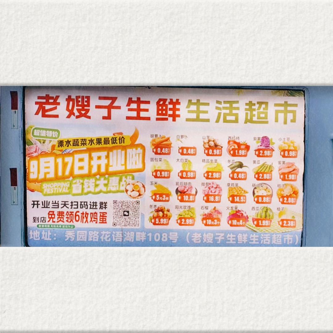 老嫂子生鲜生活超市，秀园路花语湖畔108