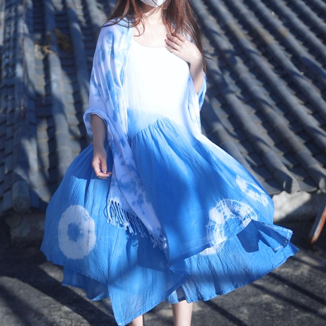 云浅蓝深原创手工扎染服饰