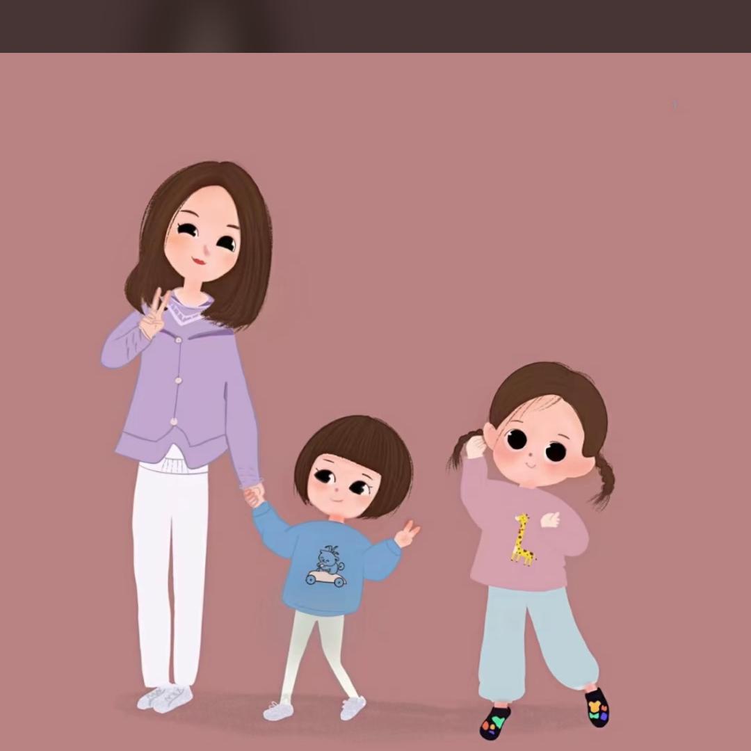 妇女带俩娃