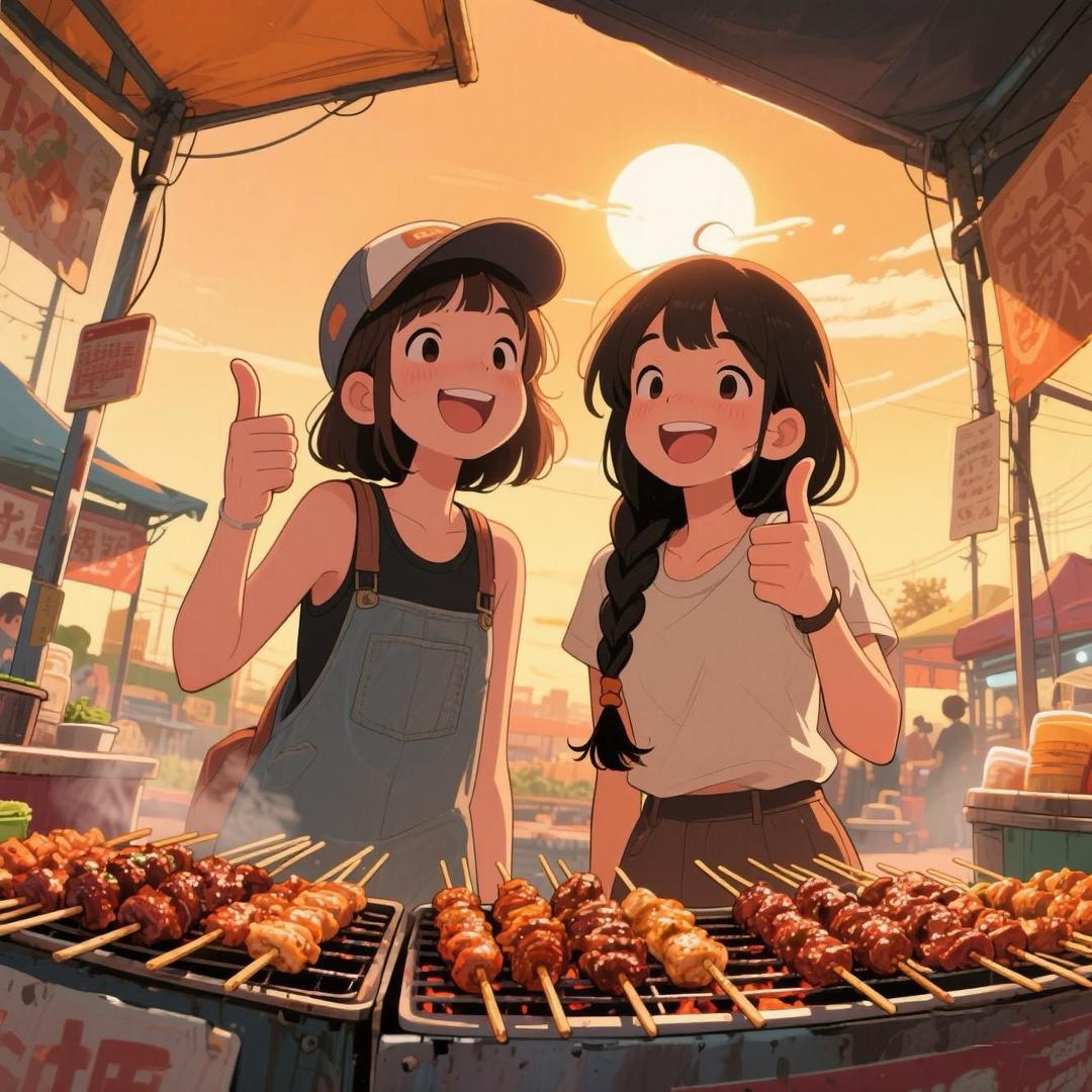 万达落日小摊烧烤