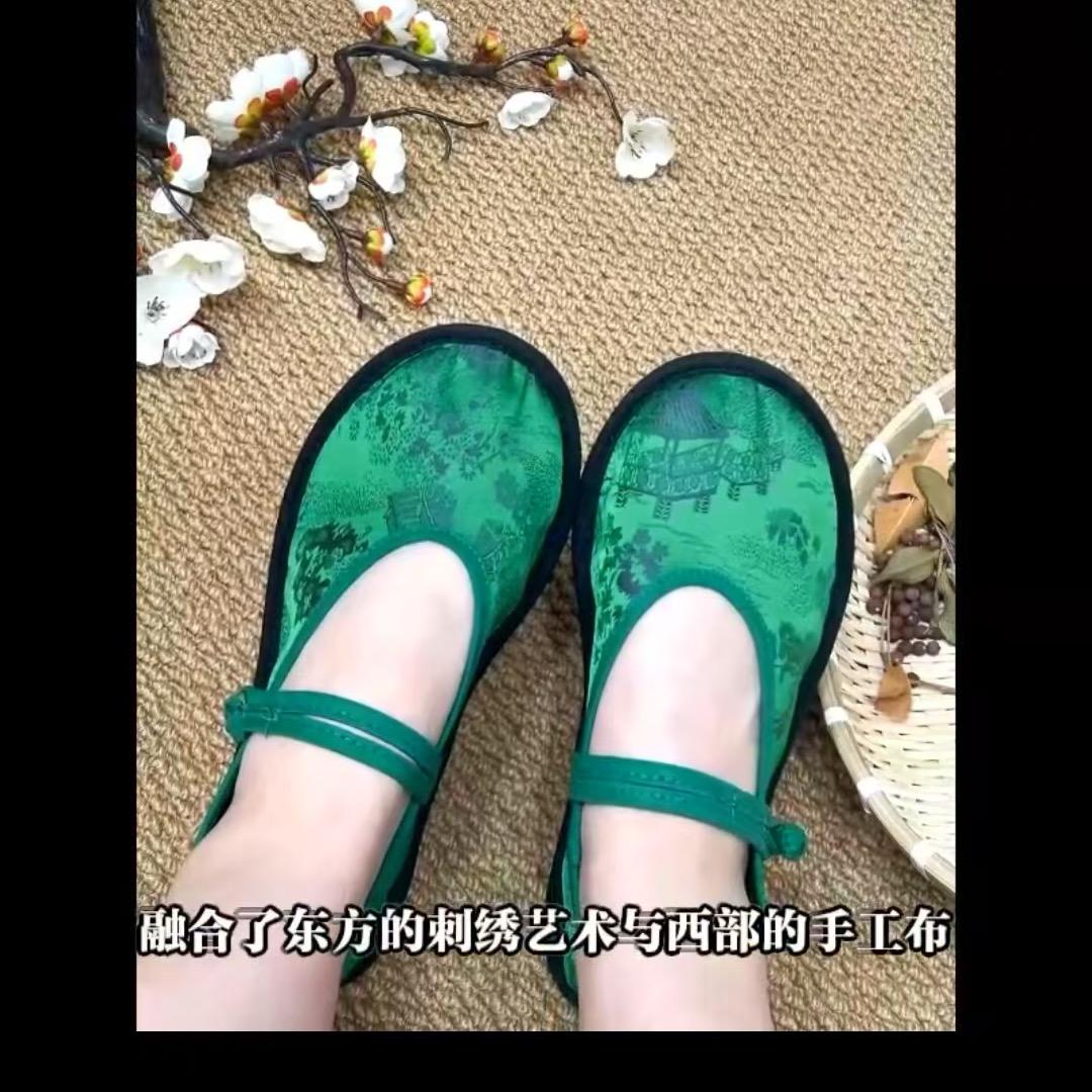 千层底布鞋珠珠橱窗下单脚宽往大一码