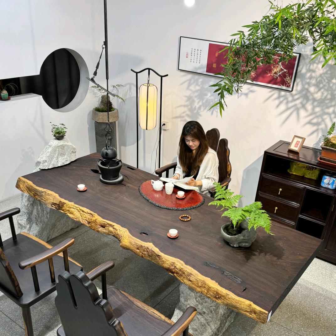 檀墨大板茶桌黑檀家具