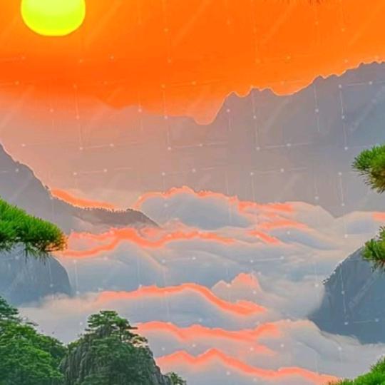 太阳如圆盘熠熠生辉.