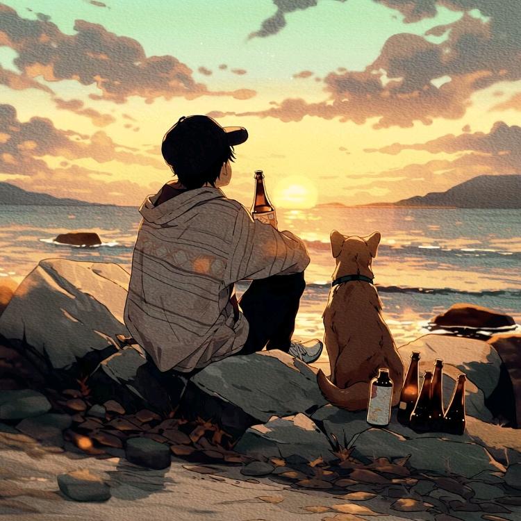 🌈一人一狗看夕阳