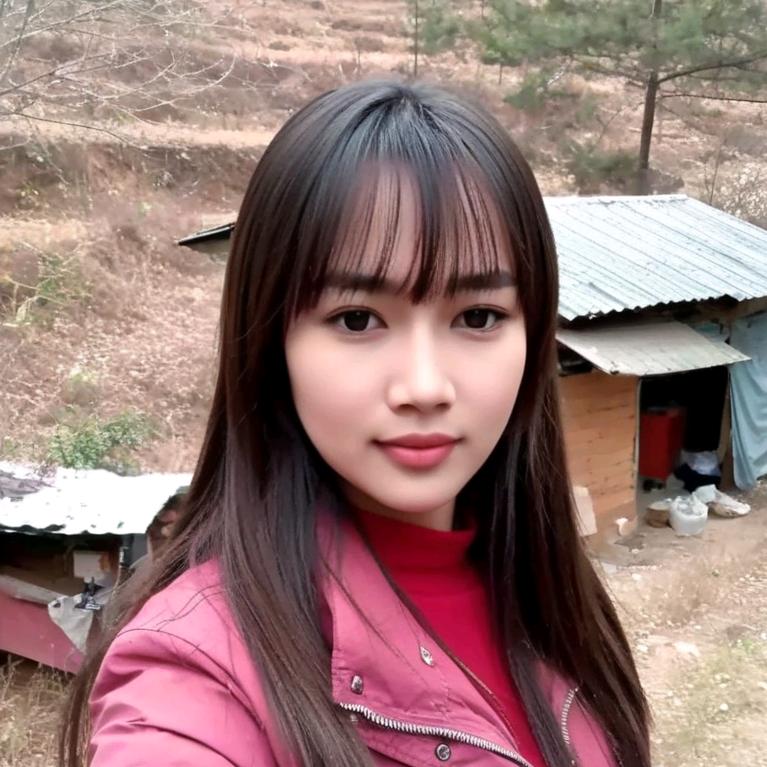 娟子一个人。