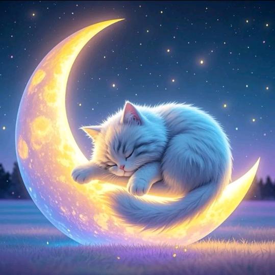 月光下的小猫咪