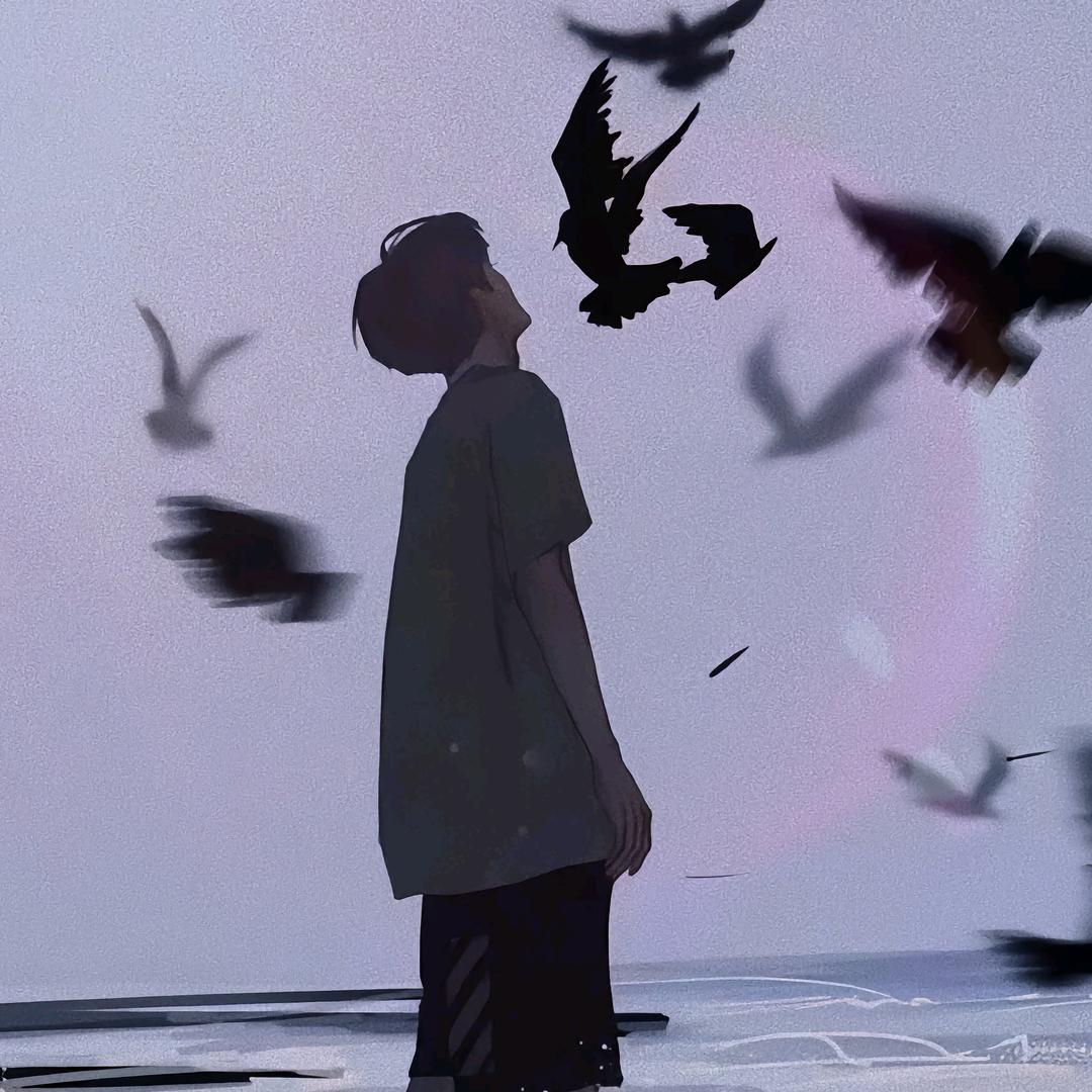 日落。