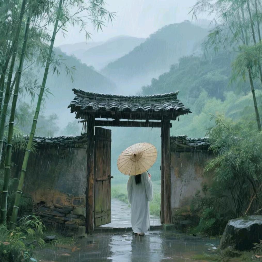 雨叩柴门开