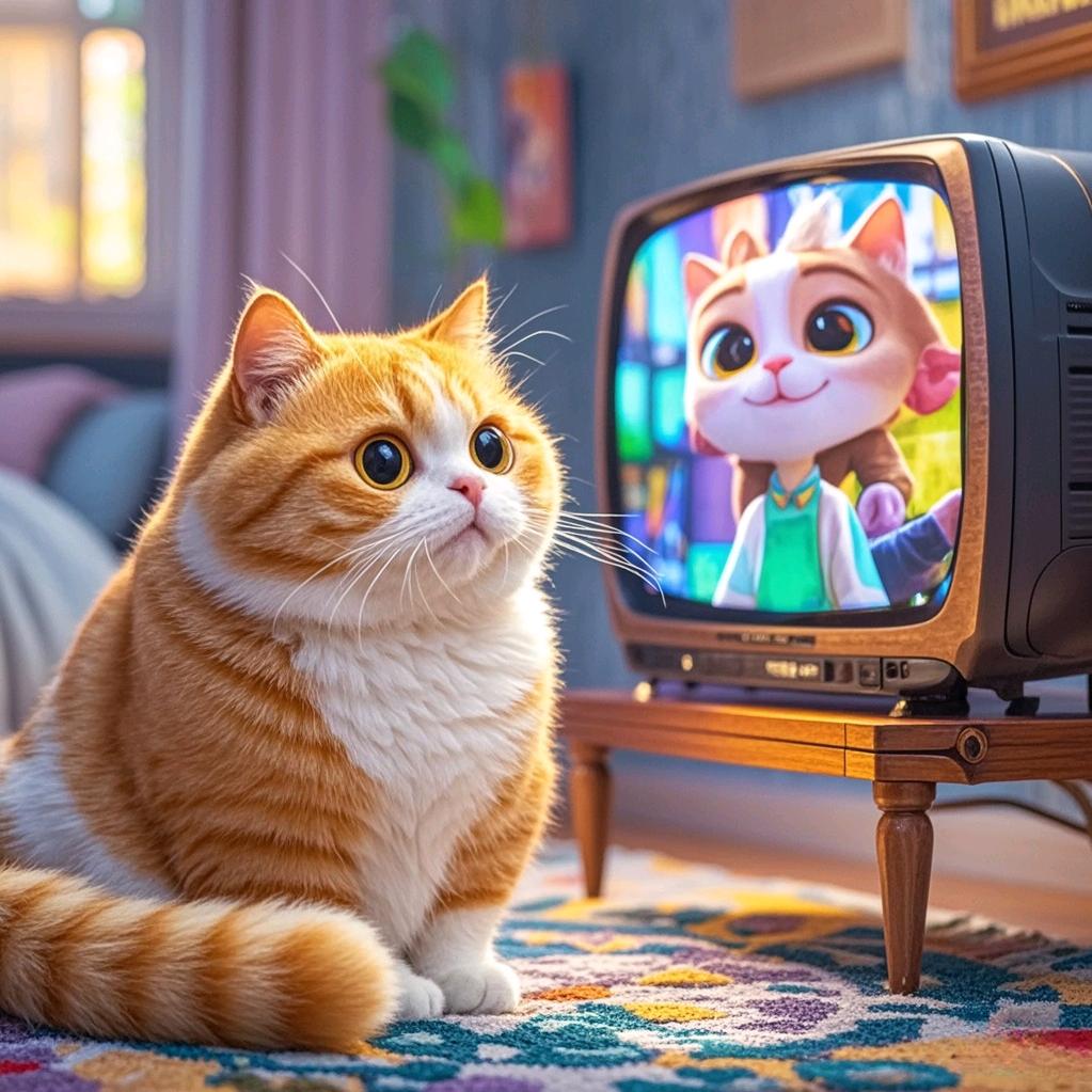 胖猫追剧