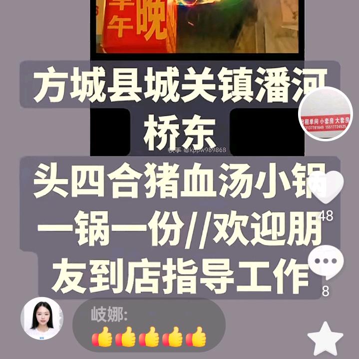 潘河桥东头三中口红绿灯南道内四合猪血汤