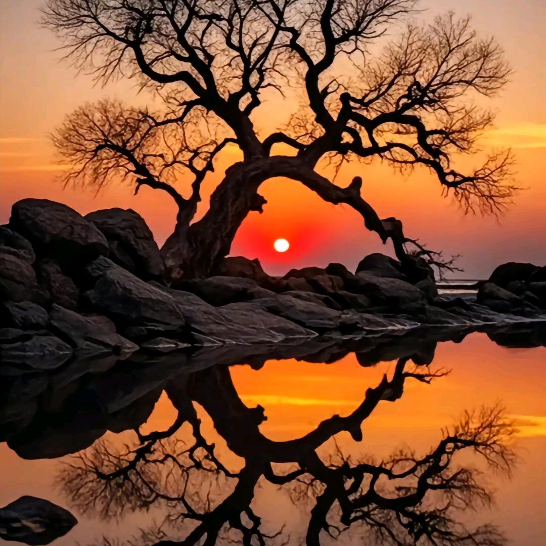 落日余晖的晚霞