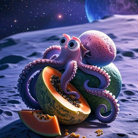 八爪鱼在月球吃瓜
