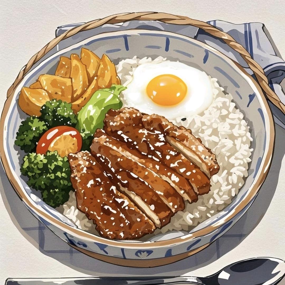 照烧鸡排饭加🥚