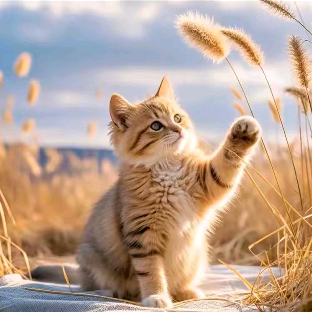 小猫喂鱼