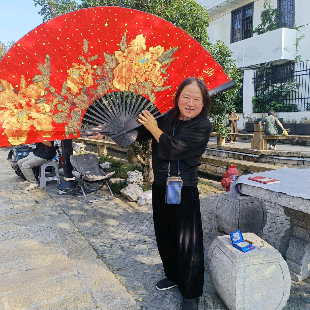 一朵牡丹呀顾爱民手绘牡丹作品扇签店