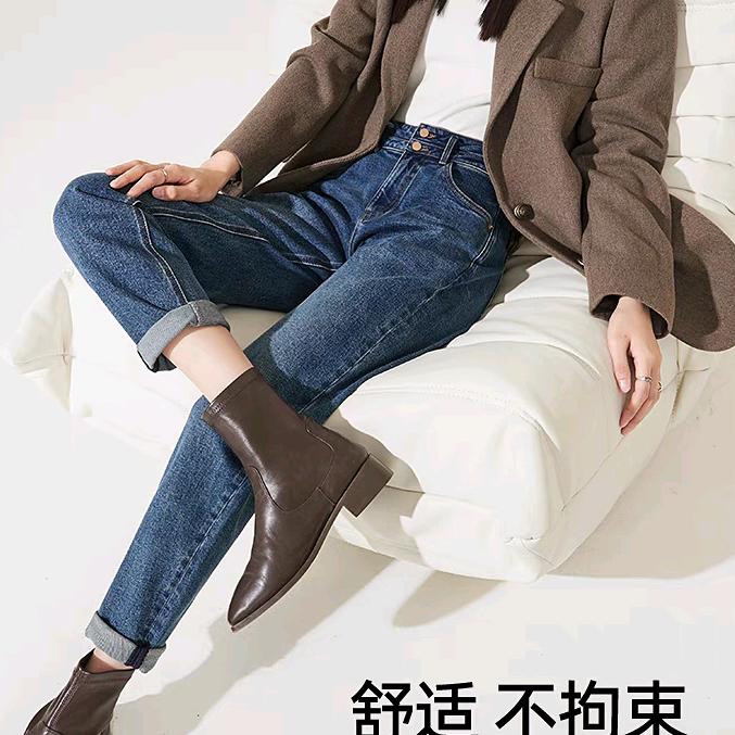 黎大姐大码牛仔裤