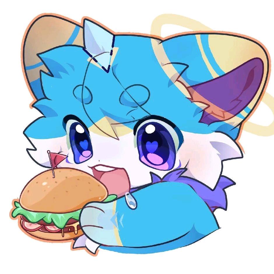 一只在抖音星蓝吃汉堡的星蓝