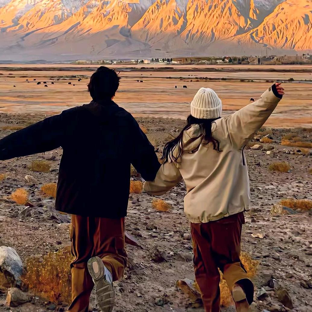 绛橘色的日落鸭