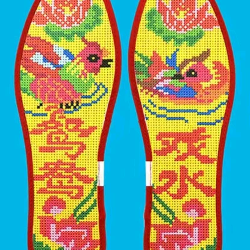 金桔手工鞋垫（定制成品）～鸿运玫瑰