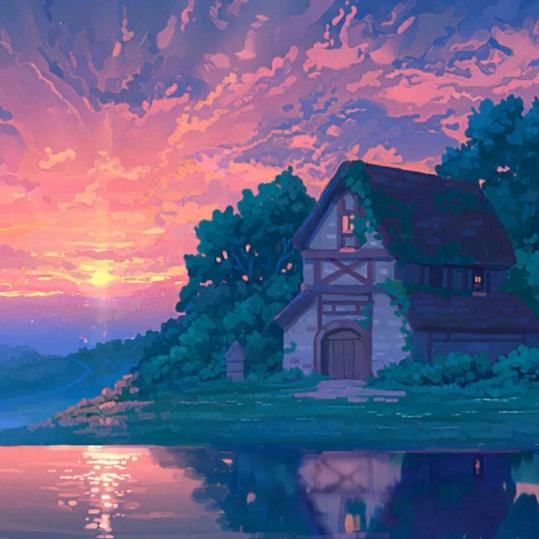 傍晚的日落真美。