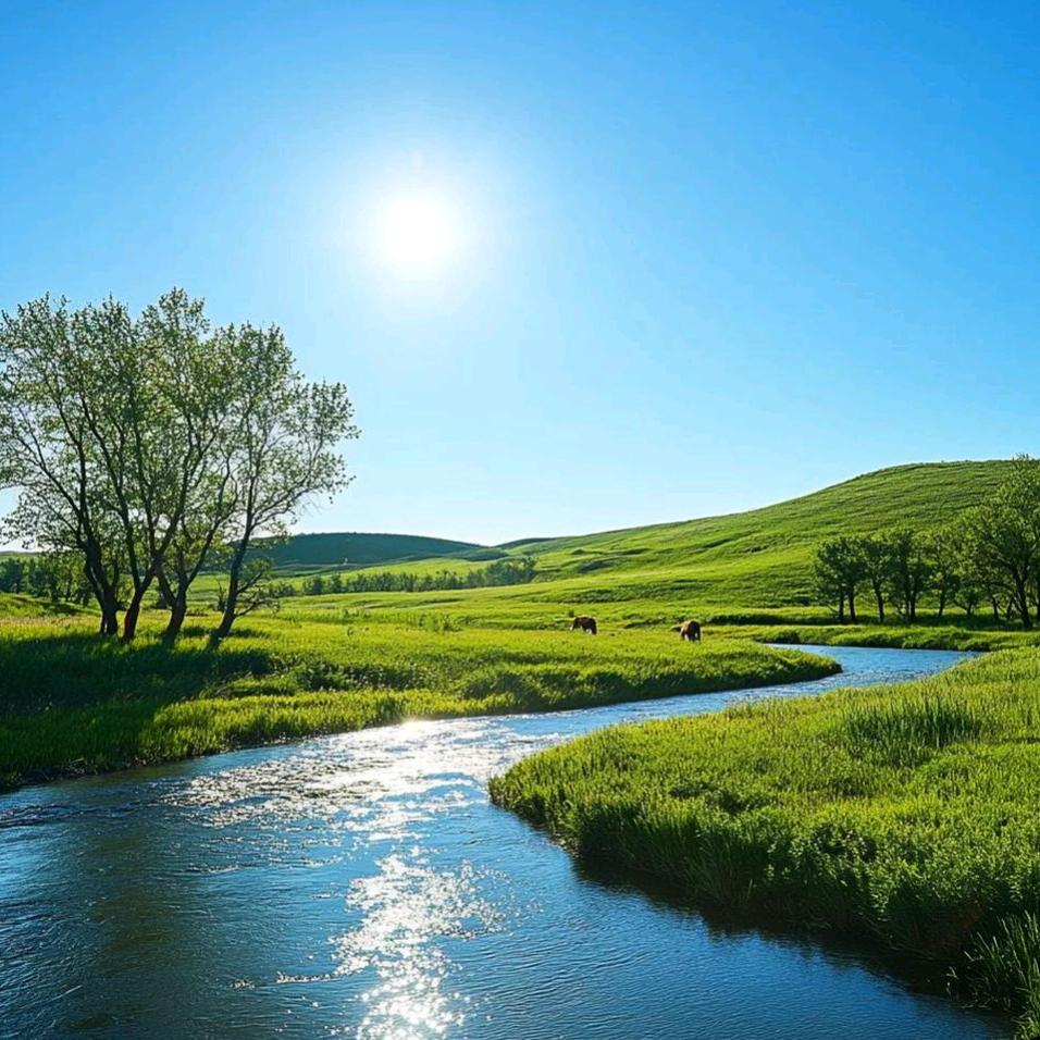 阳光明媚,溪流潺潺,乙木茂盛