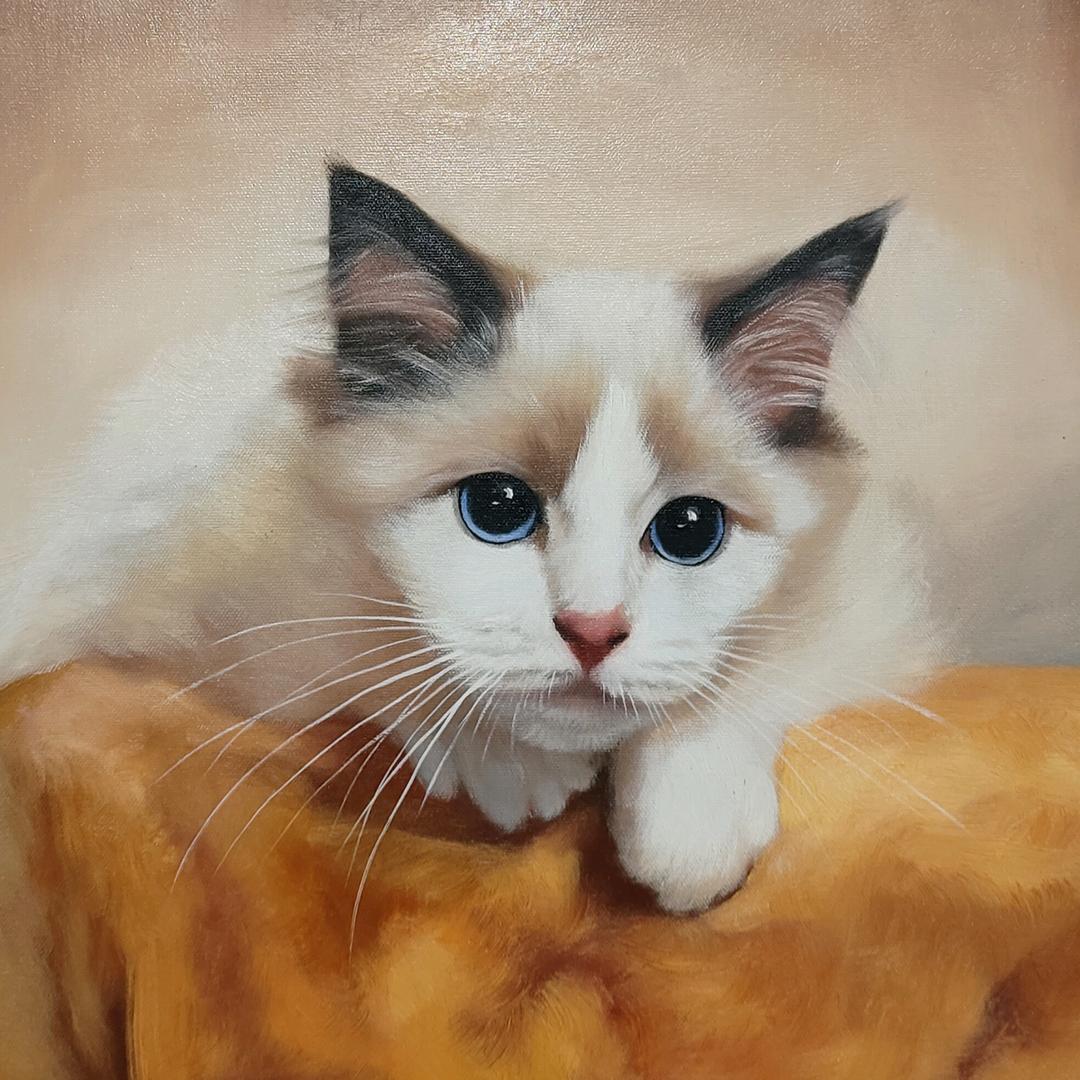 云边宠物油画