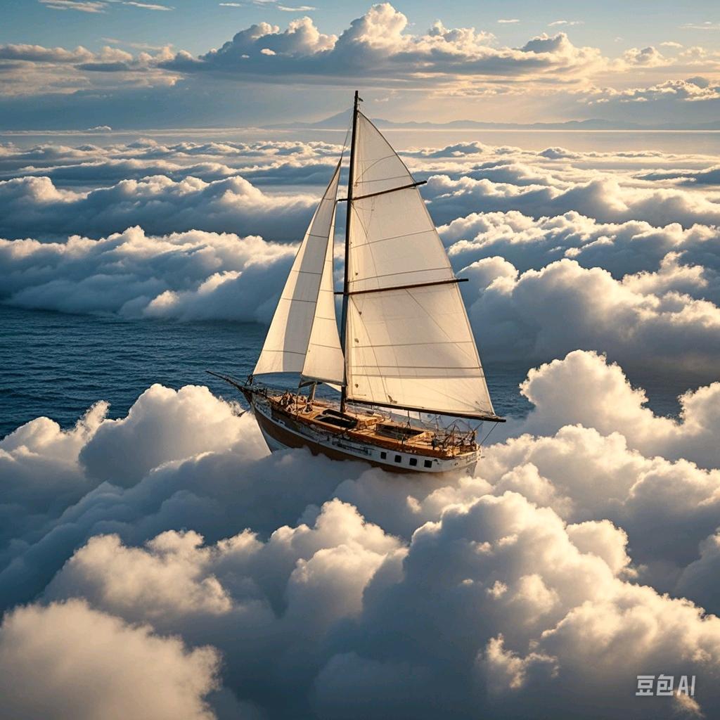 云海里的小帆船