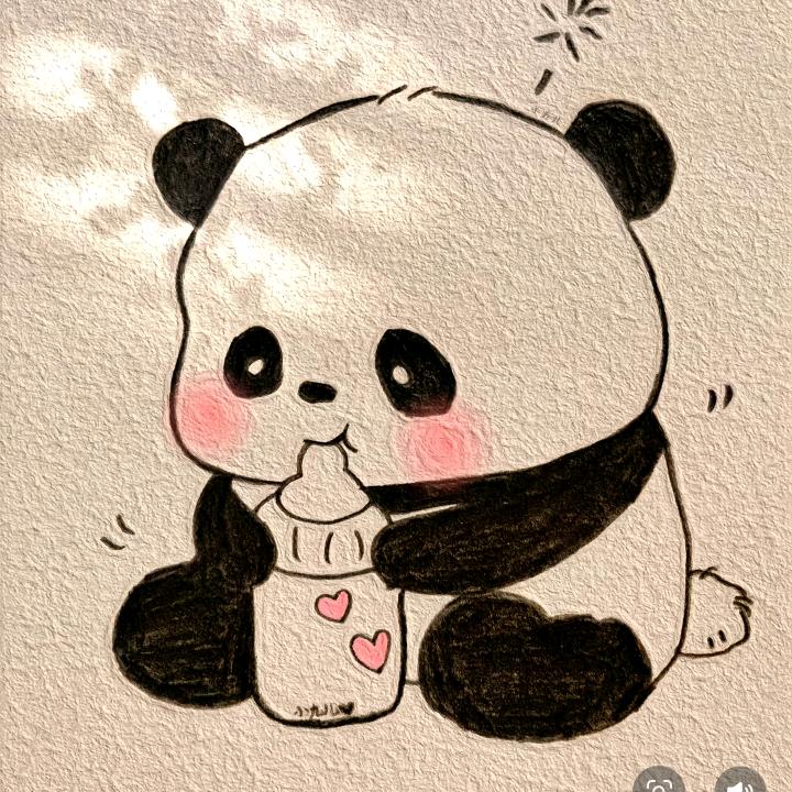 叼 着 奶 瓶 的 小 熊 猫